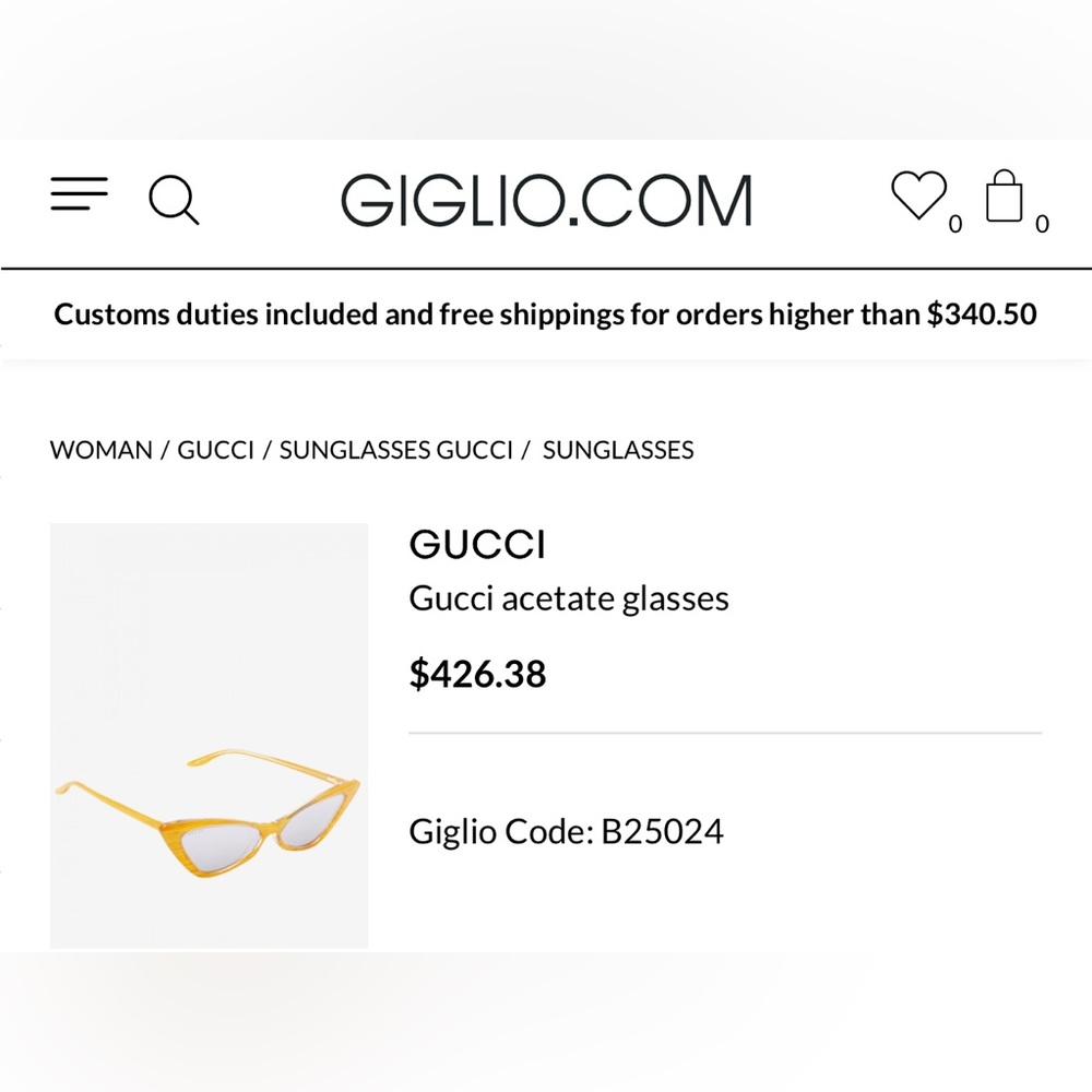 😎 New! Gucci Yellow Cat Eye Sunglasses - Picture 8 of 13